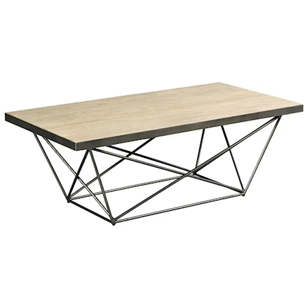 Contemporary Rectangular Cocktail Table with Geometric Base
